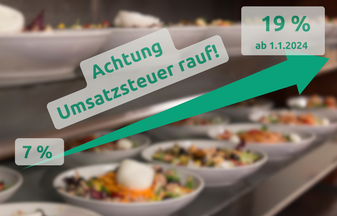 Grafik zur Umsatzsteuer-Erhöhung in der Gastronomie von 7 auf 19 Prozent zum 1.1.2024